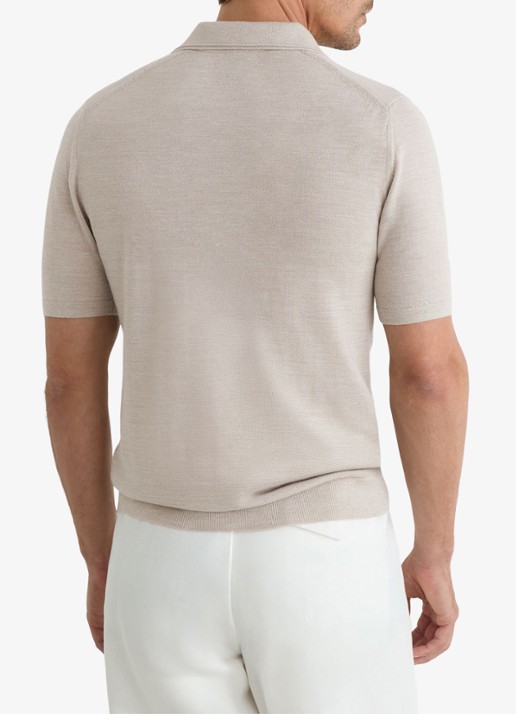 Reiss Regular fit polo met gemêleerd dessin - achterkant beige