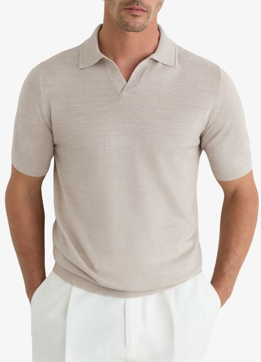 Reiss Regular fit polo met gemêleerd dessin - detail 4 beige