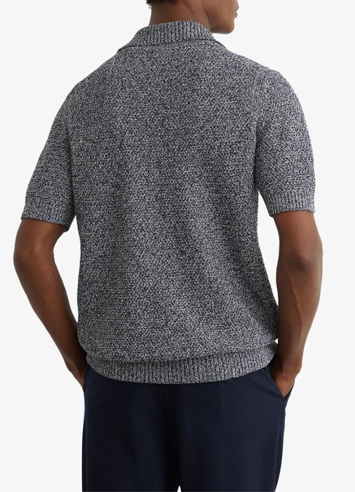 Reiss Regular fit polo met gemêleerd dessin - achterkant 3 indigo blue / blauw