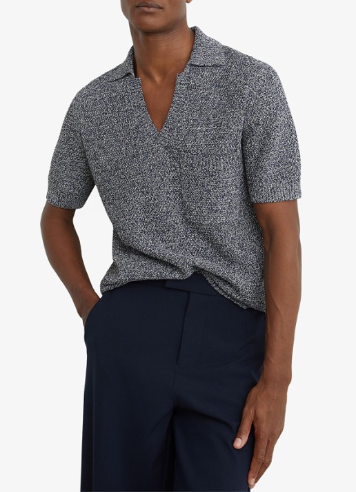 Reiss Regular fit polo met gemêleerd dessin - detail 4 indigo blue / blauw
