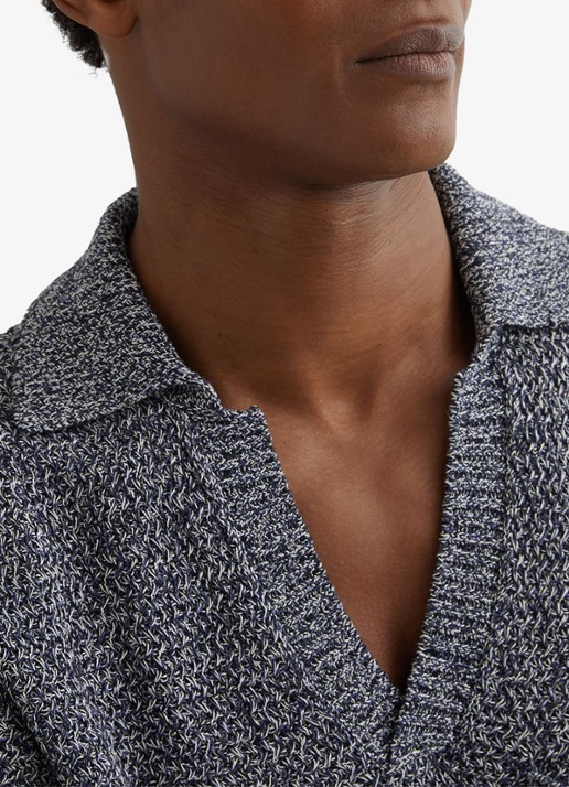 Reiss Regular fit polo met gemêleerd dessin - detail 5 indigo blue / blauw