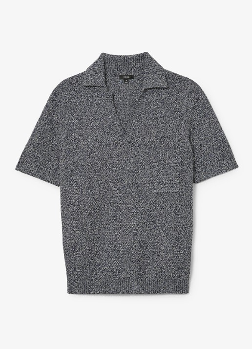 Reiss Regular fit polo met gemêleerd dessin - voorkant indigo blue / blauw