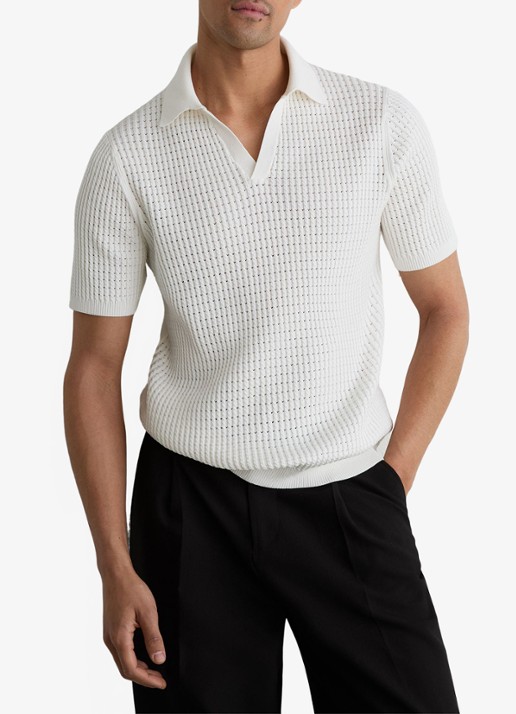 Reiss Regular fit polo met opengewerkt dessin