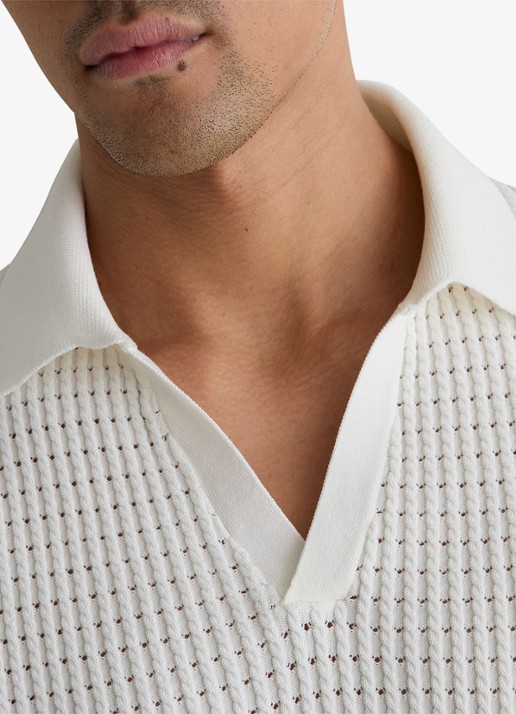 Reiss Regular fit polo met opengewerkt dessin - detail 3 wit