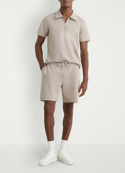 Reiss Reid straight fit korte broek met steekzakken - voorkant 2 stone / beige