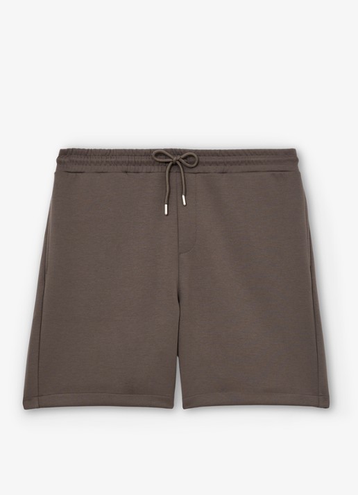 Reiss Reid straight fit korte broek met steekzakken - voorkant 2 lichtbruin