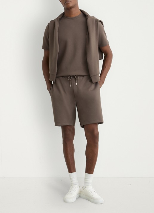 Reiss Reid straight fit korte broek met steekzakken - voorkant 3 lichtbruin