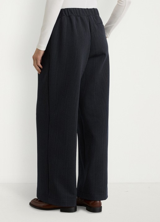 Reiss Remi high waist wide fit pantalon met streepprint - achterkant donkerblauw