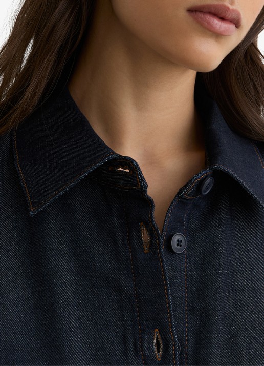 Reiss Remi midi blousejurk met ceintuur - detail 2 donkerblauw