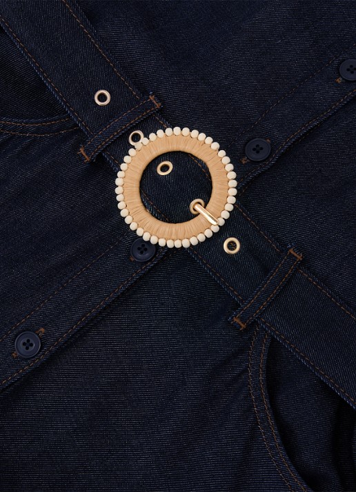 Reiss Remi midi blousejurk met ceintuur - detail 5 donkerblauw