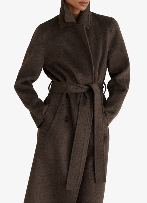 Reiss Rene double-breasted mantel met strikceintuur