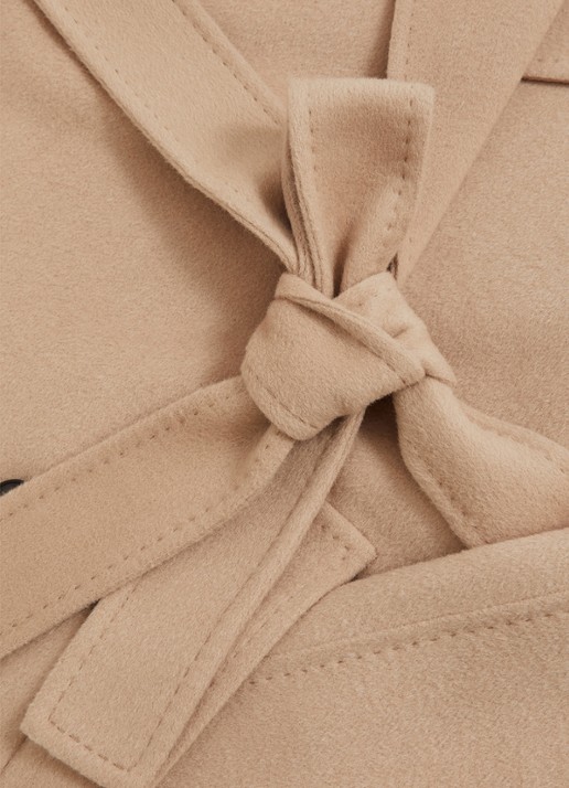 Reiss Rene mantel in wolblend met strikceintuur - detail 2 camel