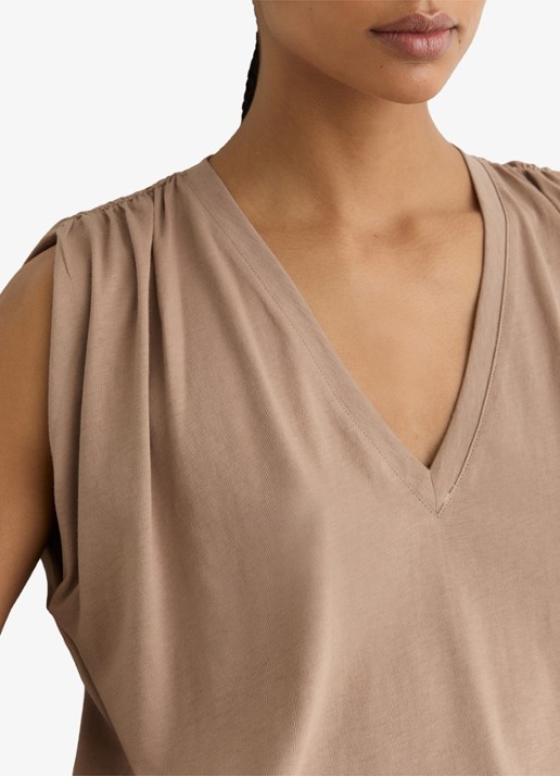 Reiss Renee top met V-hals - detail 4 beige