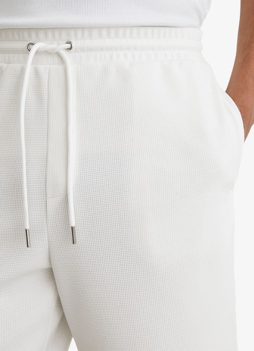 Reiss Renly straight fit korte joggingbroek met wafelstructuur - detail 5 white / wit