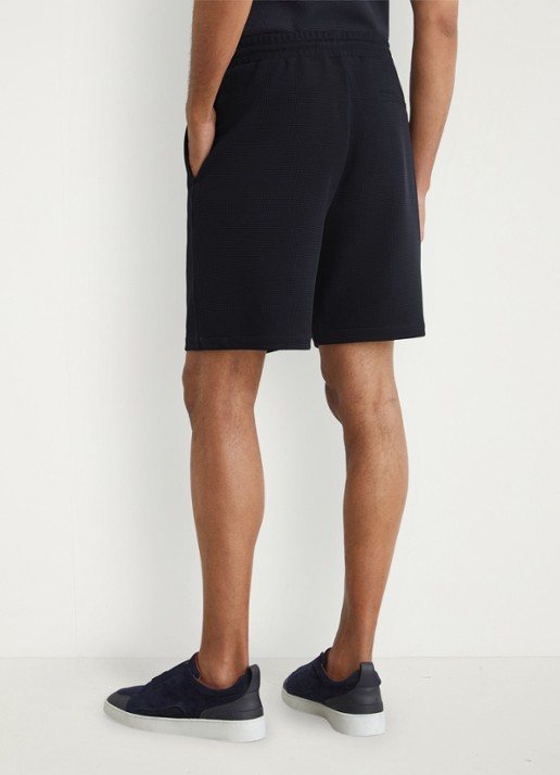 Reiss Renly straight fit korte joggingbroek met wafelstructuur - achterkant 4 navy / blauw