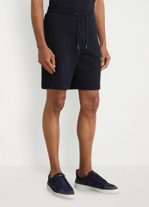 Reiss Renly straight fit korte joggingbroek met wafelstructuur - detail navy / blauw