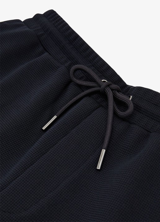 Reiss Renly straight fit korte joggingbroek met wafelstructuur - detail 3 navy / blauw