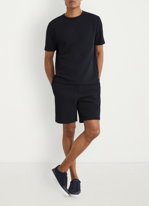 Reiss Renly straight fit korte joggingbroek met wafelstructuur - voorkant 6 navy / blauw
