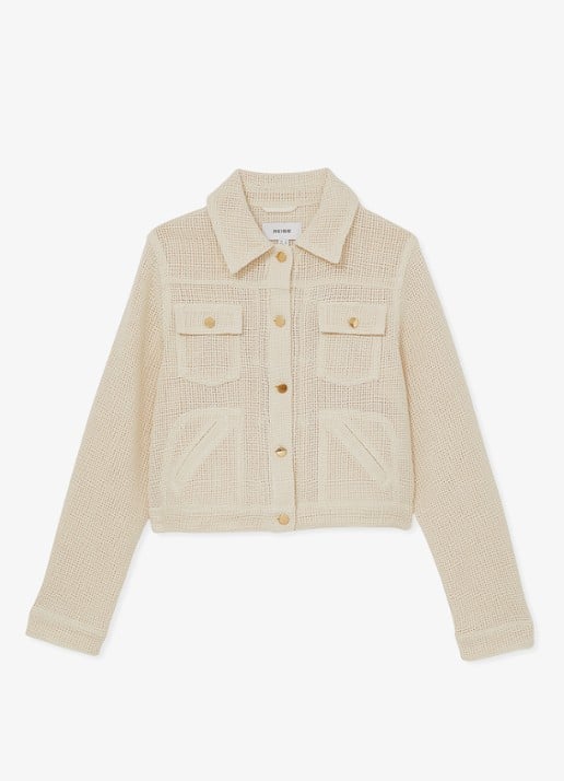 Reiss Renzo jack met structuur - voorkant 2 creme