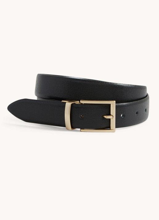 Reiss Ricky reversible riem van leer - detail 2 black / zwart