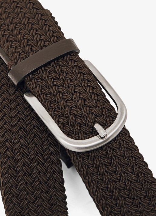 Reiss Riem met leren detail - detail 2 donkerbruin