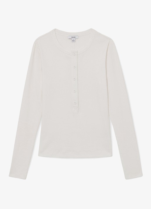 Reiss Rina ribgebreide long sleeve - voorkant 2 wit