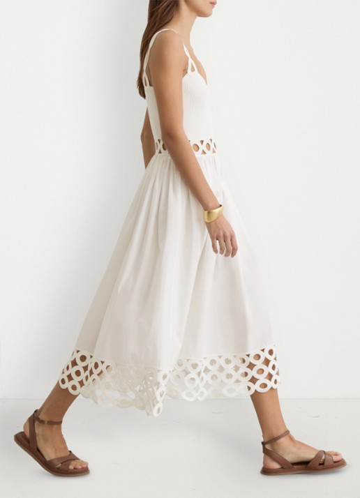 Reiss Rite ribgebreide midi jurk met cut-out detail - detail 6 wit