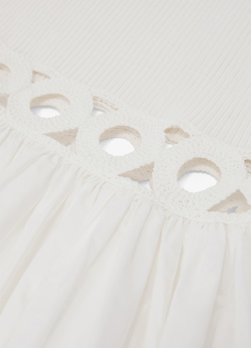 Reiss Rite ribgebreide midi jurk met cut-out detail - detail 7 wit