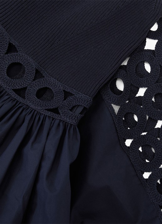 Reiss Rite ribgebreide midi jurk met cut-out detail - detail 2 donkerblauw