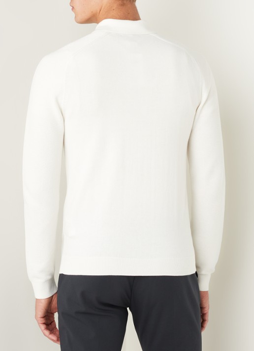Reiss Roman fijngebreide pullover met halve rits - achterkant 2 gebroken wit