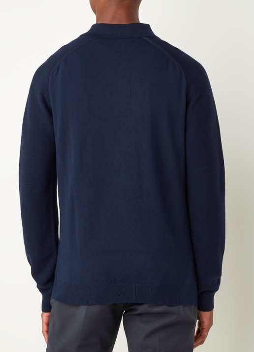 Reiss Roman fijngebreide pullover met halve rits - achterkant 2 donkerblauw