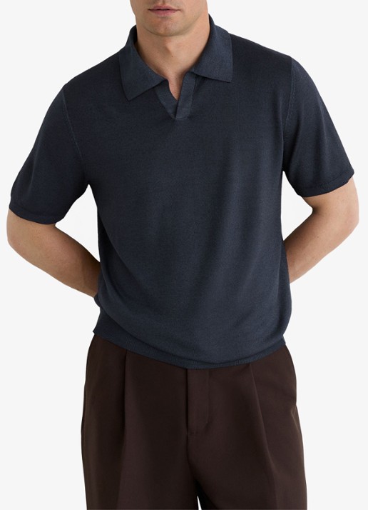 Reiss Rook regular fit polo met structuur - detail 2 navy / blauw