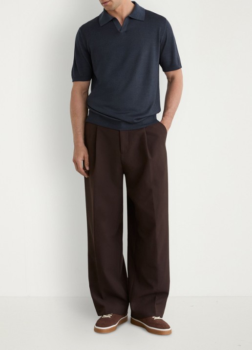 Reiss Rook regular fit polo met structuur - voorkant 6 navy / blauw