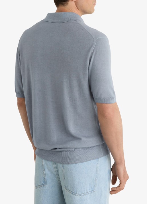 Reiss Rook regular fit polo met structuur - achterkant 5 soft blue / lichtblauw