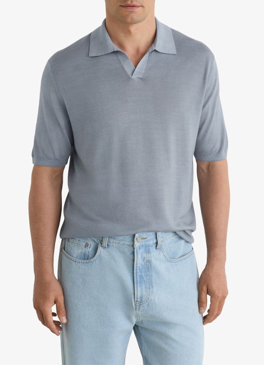 Reiss Rook regular fit polo met structuur - detail soft blue / lichtblauw