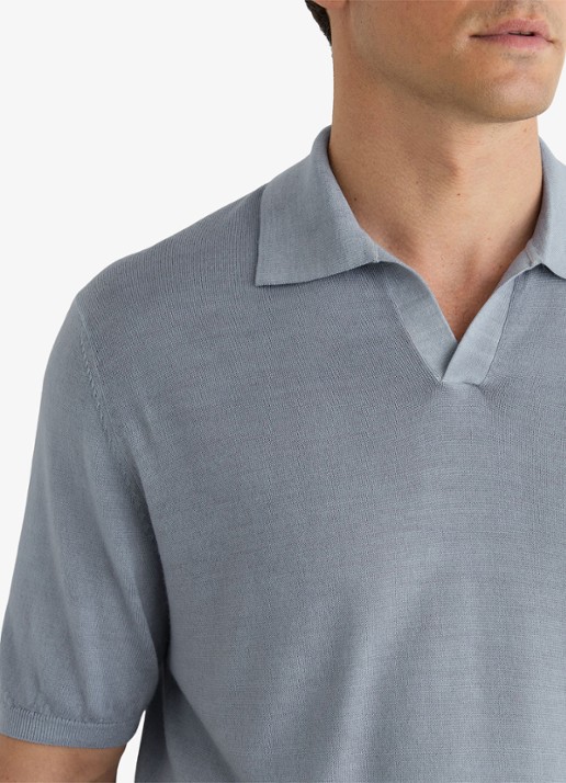 Reiss Rook regular fit polo met structuur - detail 3 soft blue / lichtblauw