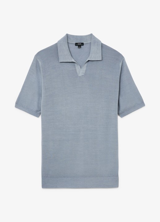 Reiss Rook regular fit polo met structuur - voorkant 6 soft blue / lichtblauw