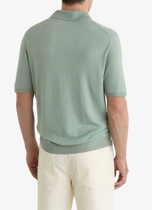 Reiss Rook regular fit polo met structuur - achterkant 5 soft sage green / lichtgroen