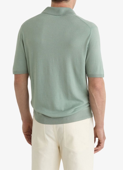 Reiss Rook regular fit polo met structuur - achterkant soft sage green / lichtgroen