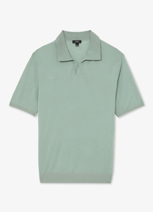Reiss Rook regular fit polo met structuur - voorkant soft sage green / lichtgroen
