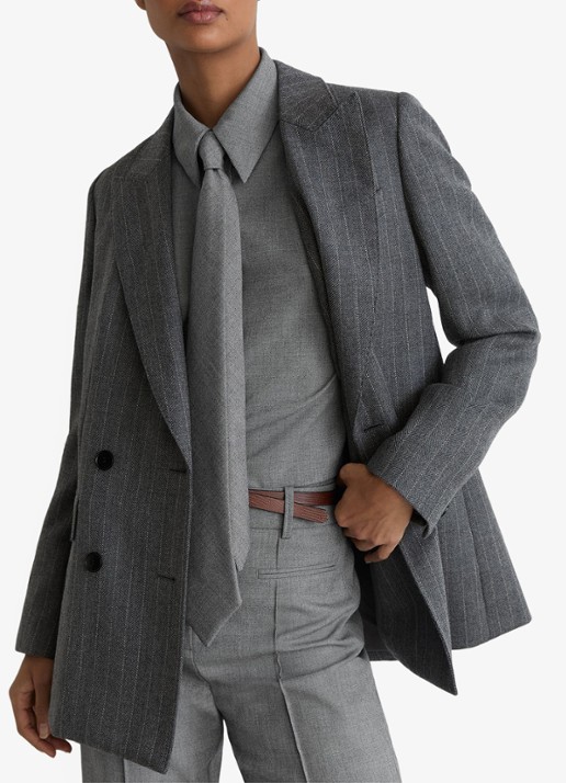 Reiss Rosaria blouse met afneembare stropdas - detail 5 donkergrijs