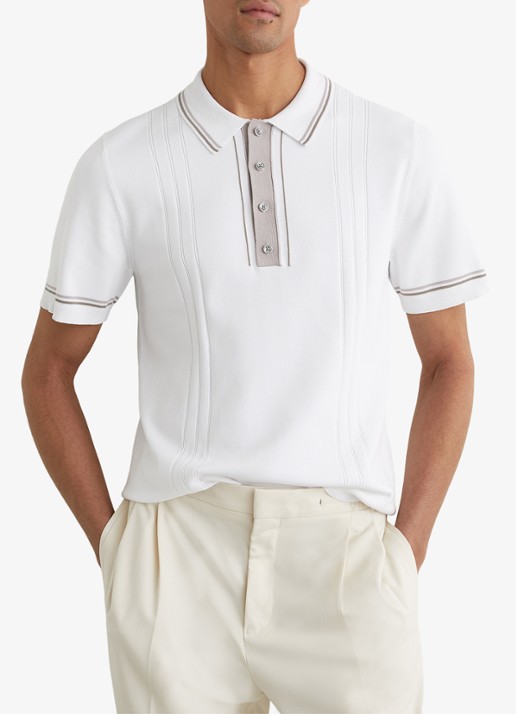 Reiss ROTHWELL Tipped Half-Button Knitted Polo Shirt