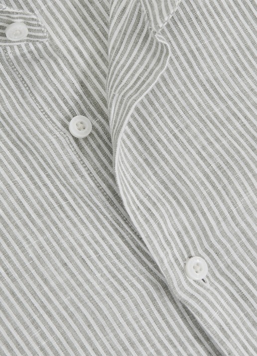 Reiss Ruban overhemd van linnen met streepprint - detail 6 grijs