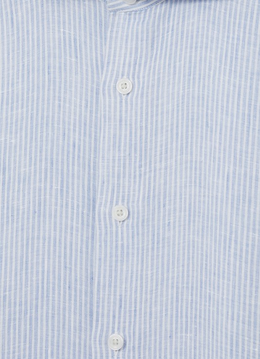 Reiss Ruban regular fit overhemd van linnen met streepprint  - detail 2 lichtblauw