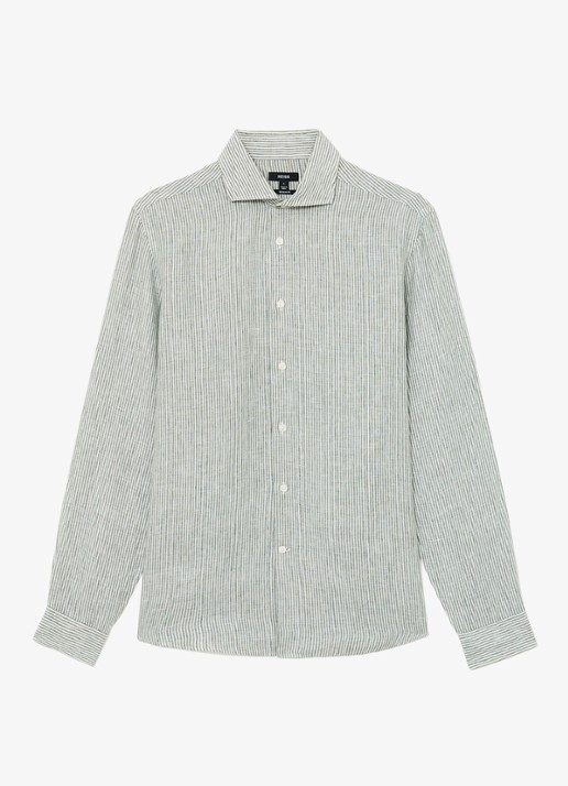 Reiss Ruban regular fit overhemd van linnen met streepprint