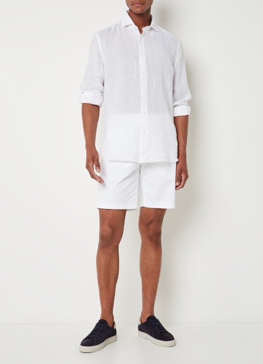 Reiss Ruban regular fit overhemd van linnen  - voorkant 4 wit