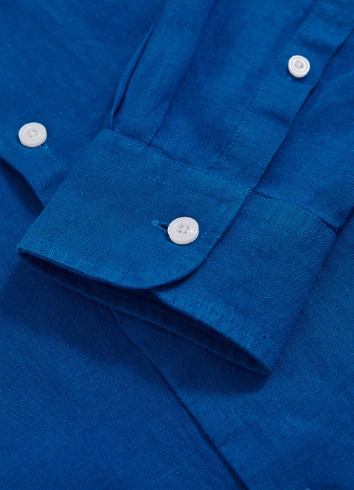 Reiss Ruban regular fit overhemd van linnen - detail 3 blauw
