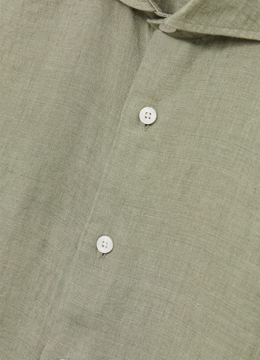 Reiss Ruban regular fit overhemd van linnen - detail 2 olijfgroen