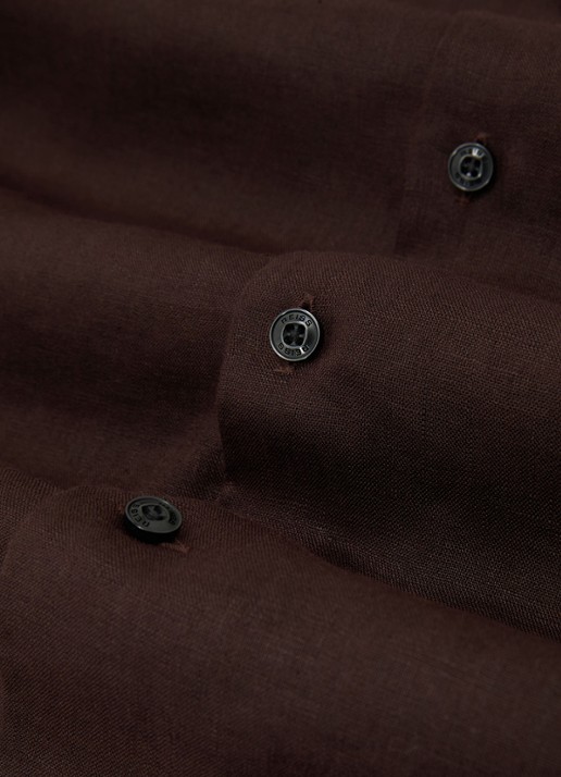 Reiss Ruban regular fit overhemd van linnen - detail 5 chocoladebruin