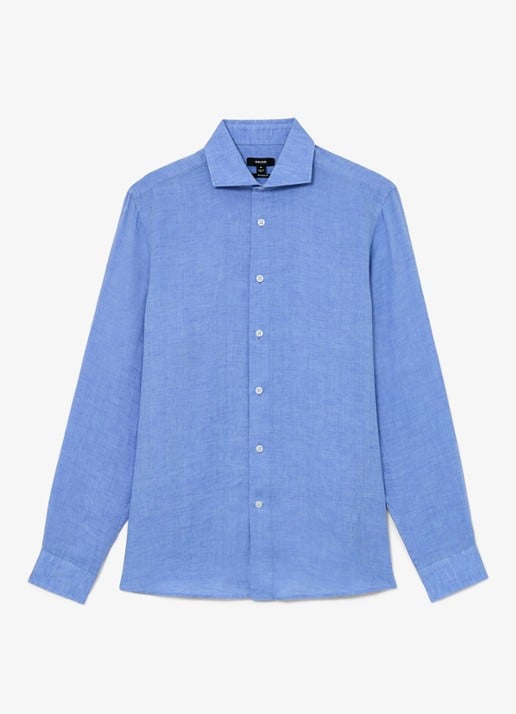 Reiss Ruban regular fit overhemd van linnen - voorkant 2 blauw